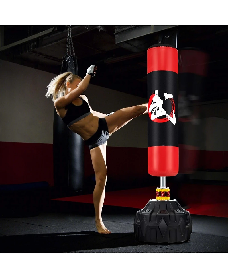 70" Freestanding Punching Bag with Fillable Base 12 Suction Cups & Shock Absorbers