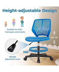 Height-adjustable Ergonomic Kids Desk Chair with Universal Casters Working