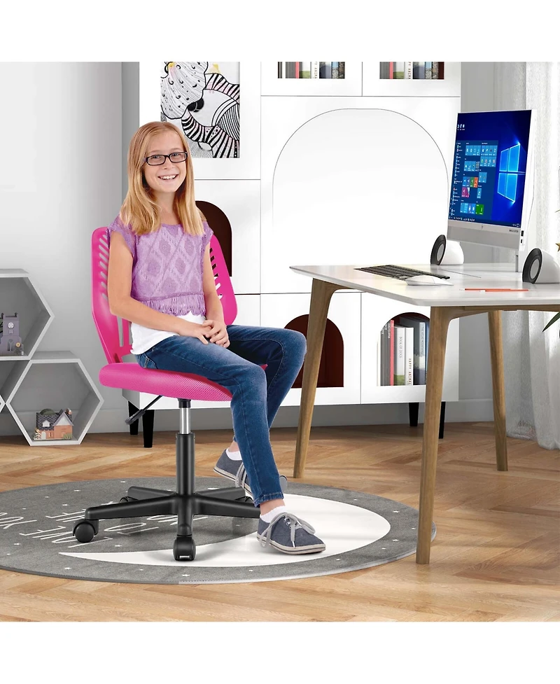 Height-adjustable Ergonomic Kids Desk Chair with Universal Casters Working
