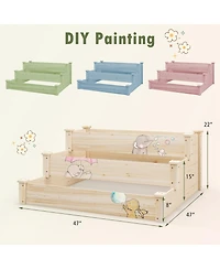 3-Tier Wooden Raised Garden Bed with Open-Ended Base Growing Planter for Backyard