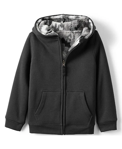 Lands' End Girls Reversible High Pile Fleece Hoodie