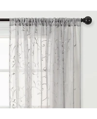 Chanasya Premium Embroidered Swirl Vine Curtains - Sheer for Living Room, Bedroom, Kitchen 52" x 108" Sage, 2 Panels
