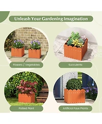 Givimo 2 Pack Square Planter Box with Drainage Gaps for for Front Porch Garden Balcony-Orange