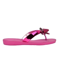 Guess Women's Tata Eva Sparkle Bow Flip Flop Sandals