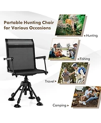 Folding Swivel Patio Chair with 4 Adjustable Leg-Black