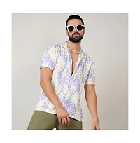 Men's Lilac & Pale Yellow Ethnic Shirt