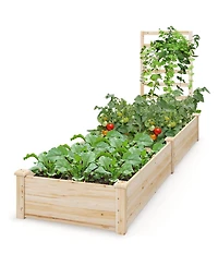 Skonyon Raised Garden Bed with Planter Box and Trellis-Natural