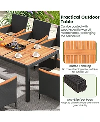Sugift 9 Pieces Outdoor Dining Set with Acacia Wood Tabletop