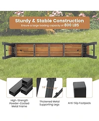 Sugift Outdoor Dining Table and Bench Set with Acacia Wood Top