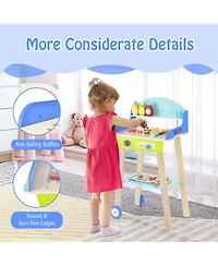 Gymax Kid's Pretend Barbecue Grill Play Set Toy Bbq Cooking Playset with Accessories