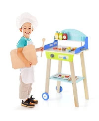 Gymax Kid's Pretend Barbecue Grill Play Set Toy Bbq Cooking Playset with Accessories