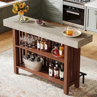 Tribesigns 63-Inch Large Home Bar Unit, Modern 2-Tier Bar Table with Footrest, Corner Mini Coffee Bar Cabinet for Home Kitchen Pub, Dining Room, Livin