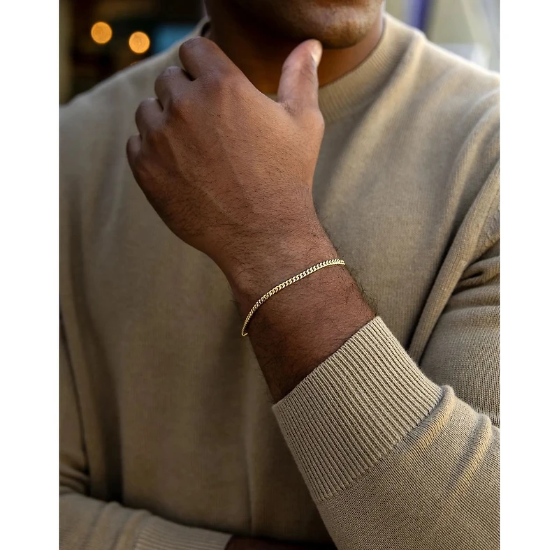 Vincero Men's 3mm Curb Chain Bracelet in 14k Gold-Plated Sterling Silver 8"