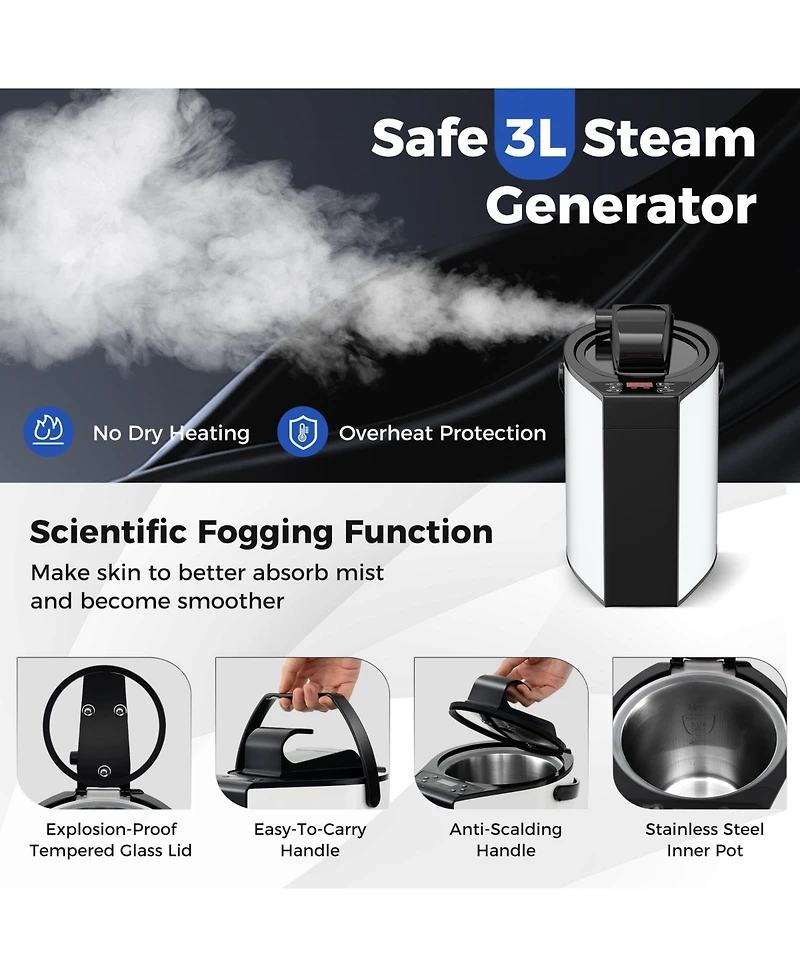Full-Body Personal Sauna Tent with 1000W 3L Steam Generator-Black