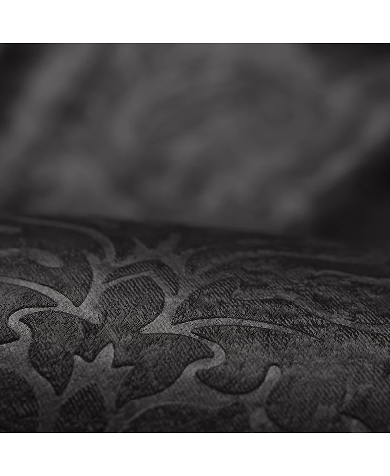 Chanasya Premium 2-Panel Embellish Embossed Blackout Curtains - 3-in-1 Back Tab, Rod Pocket, Ring Tab for Windows Living Room Bedroom