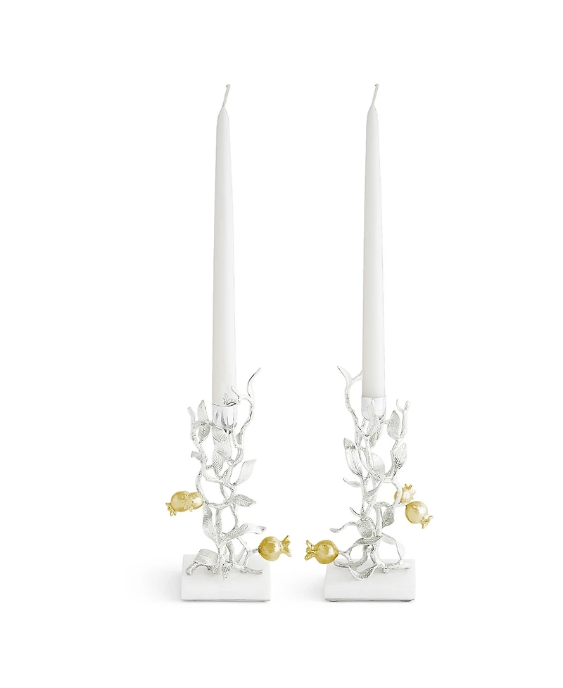 Michael Aram Pomegranate Silver and Gold Candleholders, Set of 2