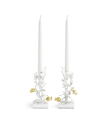 Michael Aram Pomegranate Silver and Gold Candleholders, Set of 2