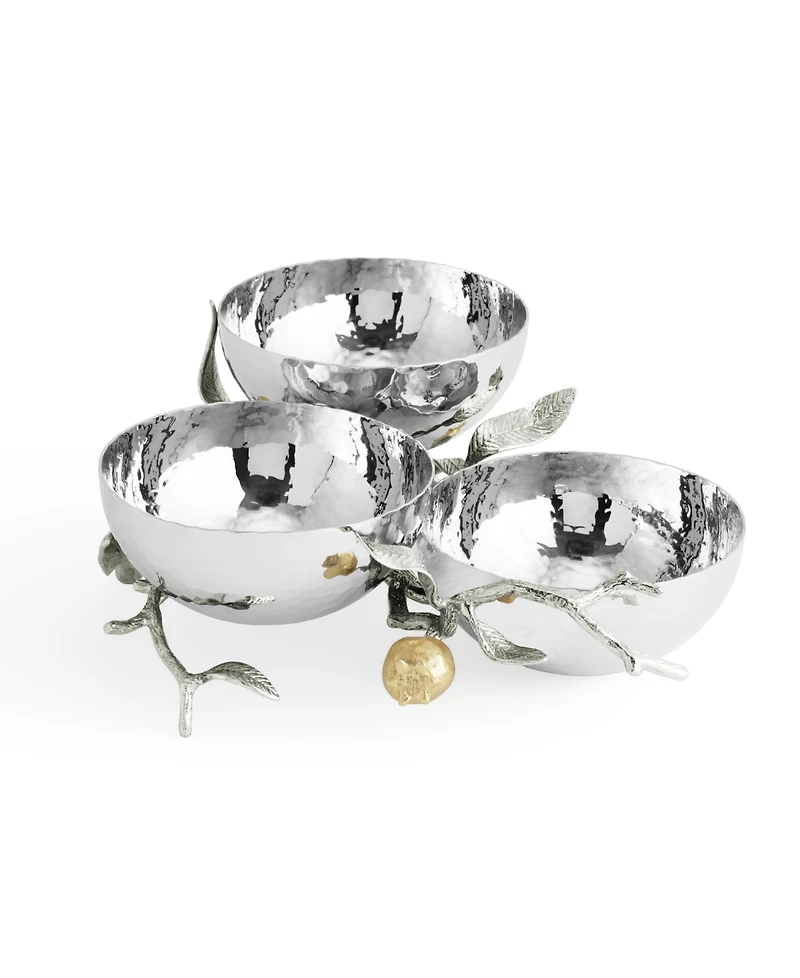 Michael Aram Pomegranate Silver and Gold Triple Bowl