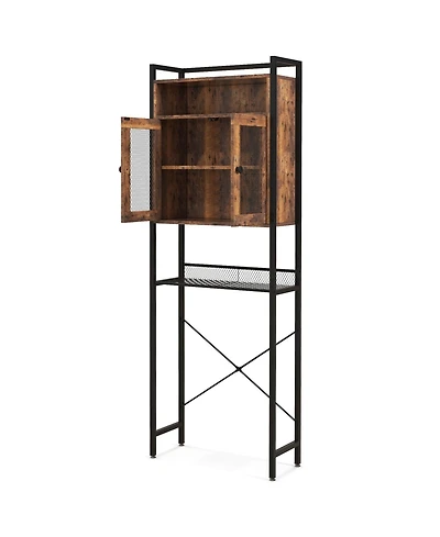 Sugift Over-The-Toilet Storage Cabinet with Heavy-Duty Metal Frame 2-door Freestanding