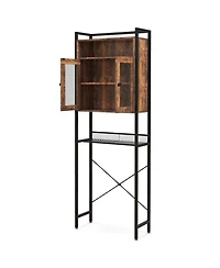 Sugift Over-The-Toilet Storage Cabinet with Heavy-Duty Metal Frame 2-door Freestanding
