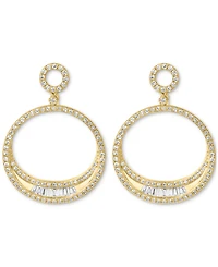 Effy Diamond Round & Baguette Open Circle Drop Earrings (3/4 ct. t.w.) in 14k Gold