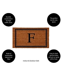 Evergreen Monogram Indoor Outdoor 100% Natural Coir Doormat 28" x 16" | Letter "F"