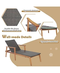 Inolait Sugift Patio Rattan Lounge Chair with 4-Position Adjustable Backrest