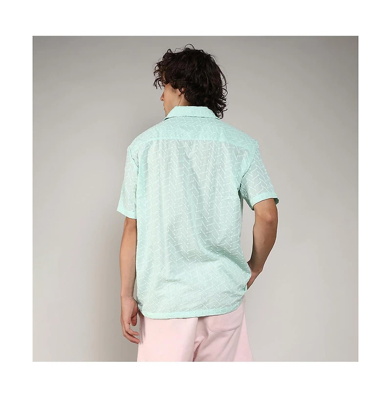Men's Mint Green Embroidered Zig-Zag Shirt