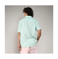 Men's Mint Green Embroidered Zig-Zag Shirt