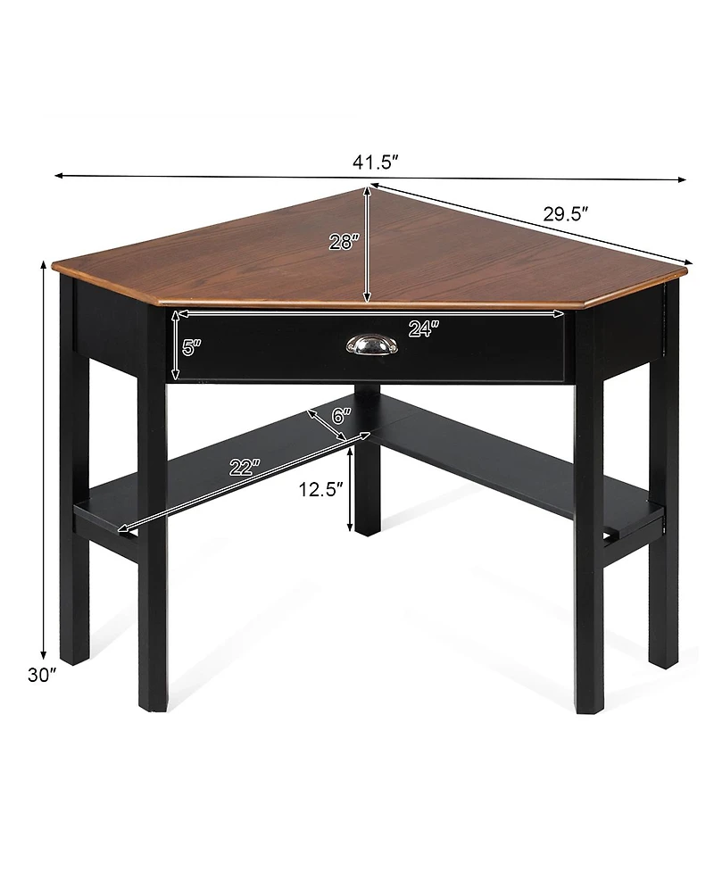 Corner Computer Desk Laptop Writing Table Wood Workstation