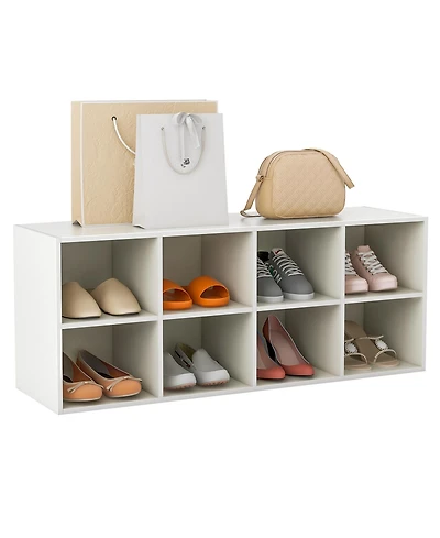 Shoe Bench 8 Cubbies Shoe Organizer with 500 Lbs Weight Capacity Cubby Shoe Rack