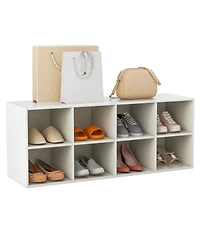 Shoe Bench 8 Cubbies Shoe Organizer with 500 Lbs Weight Capacity Cubby Shoe Rack