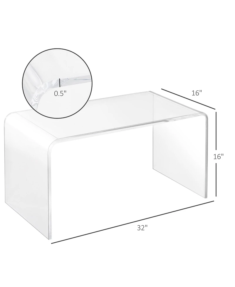 Homcom 39.25" Long Acrylic Waterfall Table for Living Room,