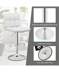 Sugift Armless Pu Leather Bar Stool with Adjustable Height and Swivel Seat