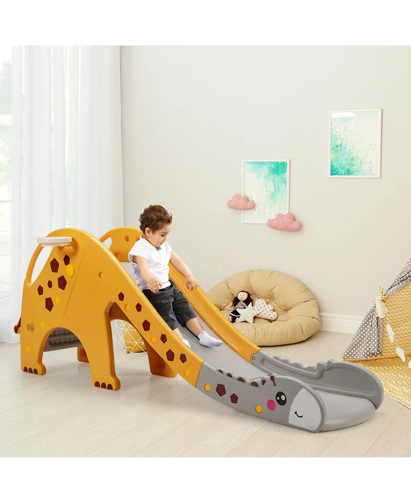 Inolait Sugift 3-in-1 Kids Climber Slide Play Set with Basketball Hoop