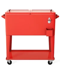 80 Quart Outdoor Patio Rolling Steel Construction Cooler