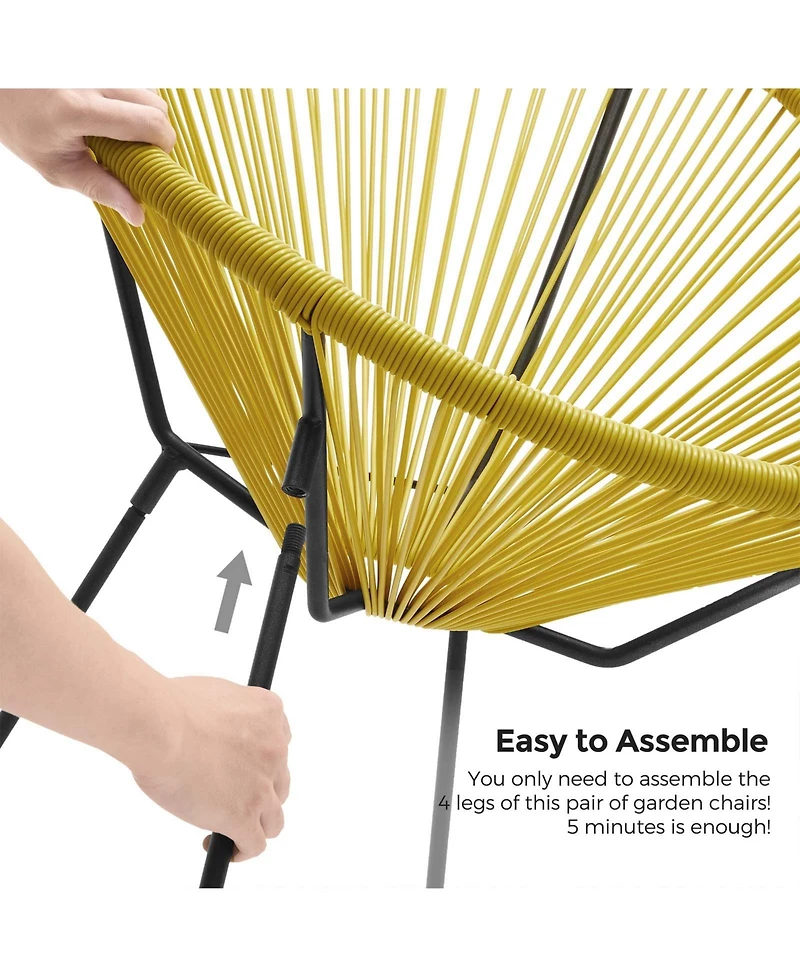 Slickblue 3-Piece Outdoor Seating Acapulco Chair, Modern Patio Furniture Set, Glass Top Table and 2 Chairs