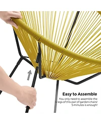 Slickblue 3-Piece Outdoor Seating Acapulco Chair, Modern Patio Furniture Set, Glass Top Table and 2 Chairs