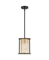 Possini Euro Design Milne Bronze Brown Gold Mini Pendant Lighting 8" Wide Modern Clear Crystal Rods Fixture for Dining Room House Bedroom Kitchen Isla