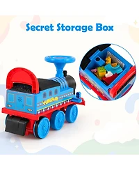 Gymax 6V Electric Kids Ride On Train Motorized Train Toy w/ Track & 6 Wheels Navy