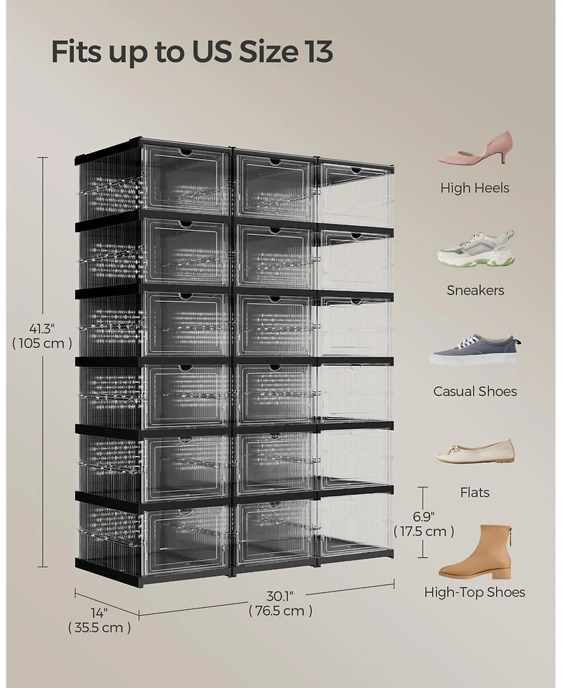 Slickblue Transparent Stackable Shoe Boxes for Clear and Organized Footwear Storage