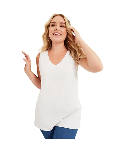 June + Vie Women's Plus Size V-Neck One + Only Tank Top