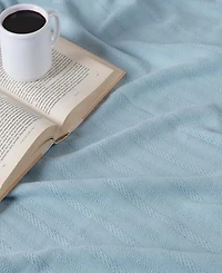 Superior Clara Cotton Textured Striped Lightweight Woven Blanket