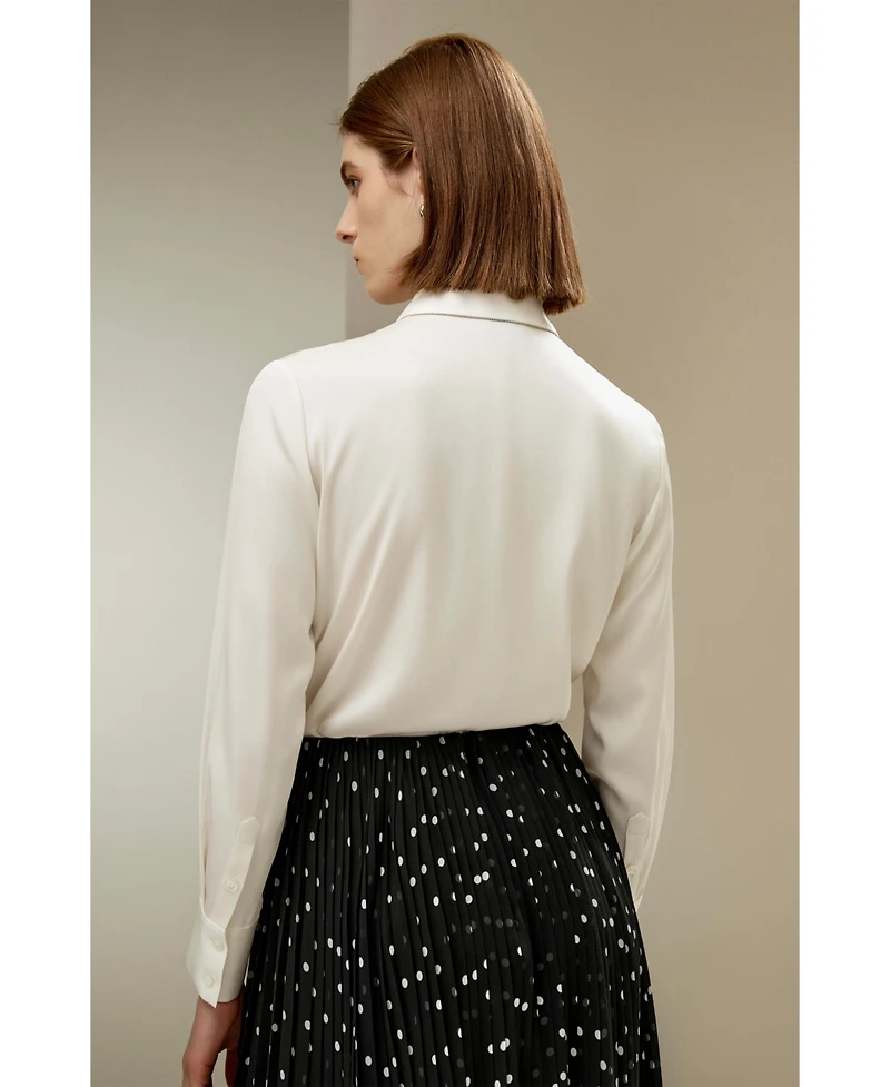 Beaded Chain Silk Shirt for Women