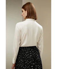 Beaded Chain Silk Shirt for Women