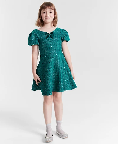 Rare Editions Big Girls Sequin Tweed Social Dress