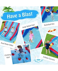 Inolait Inflatable Bounce House with 2 Water Slides and 3 Water Cannons with 950W Blower