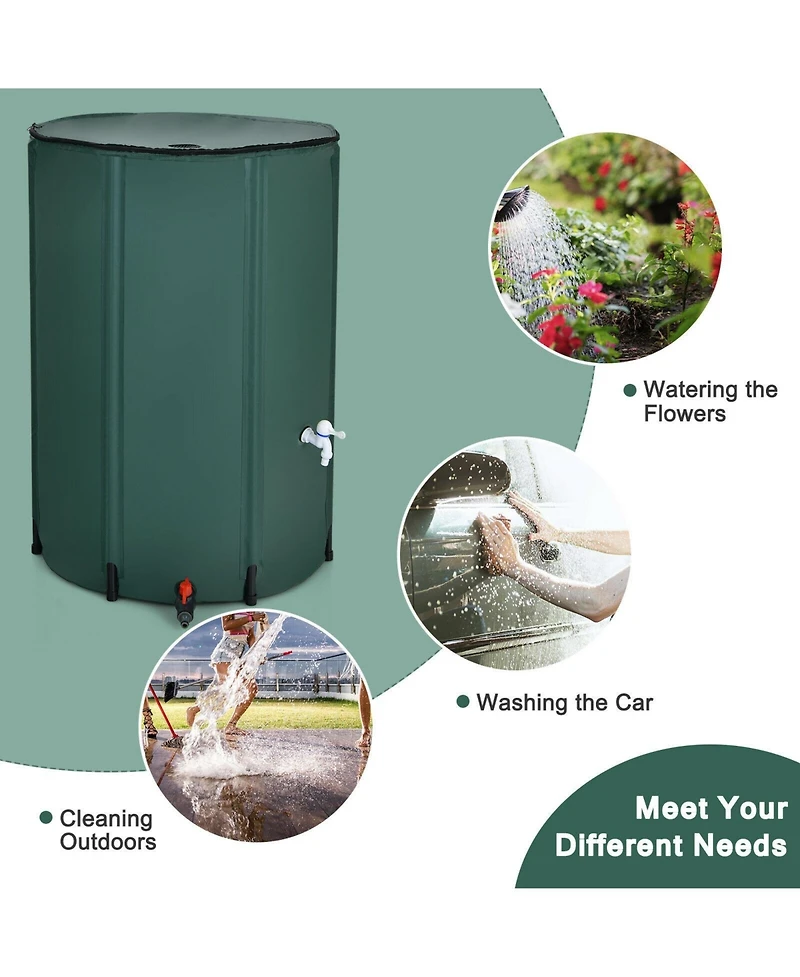 100 Gallon Portable Rain Barrel Water Collector Tank with Spigot Filter