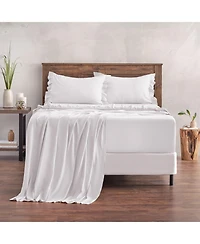 Chanasya Premium Ruffle Sheet Set - Shabby Chic Double Brushed Soft Ruffled Hem Solid Microfiber Sheet Set
