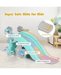 4-in-1 Rocking Horse & Slide Set Toddler Slide Toy w/ Basketball Hoop
